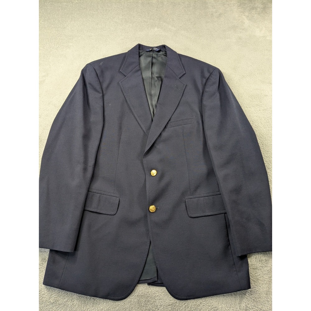 Brooks Brothers 346 Navy Blue Blazer Sport Coat 100% Worsted Wool Mens 40R - 42R